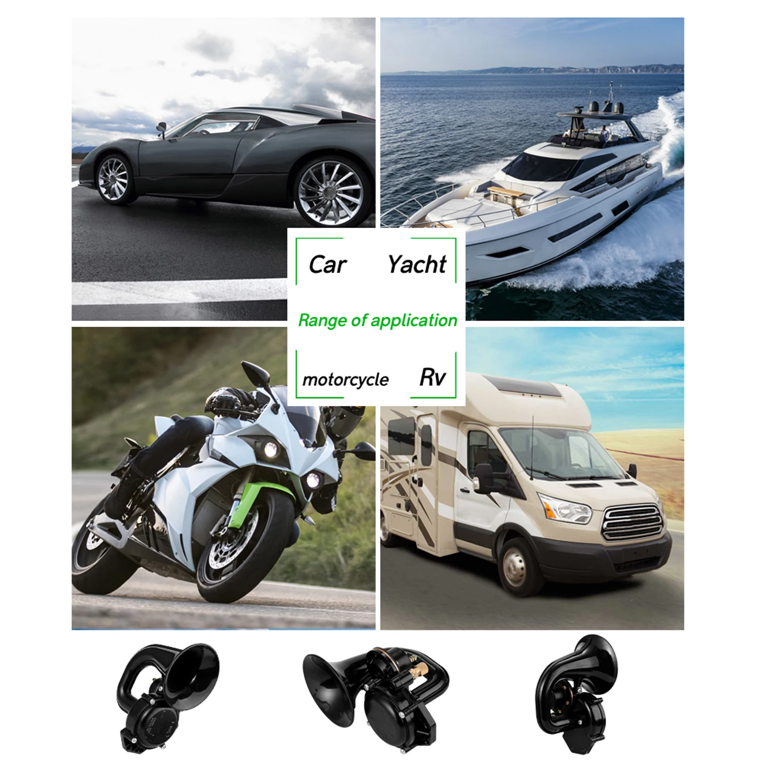 Truck 135db Loud Air Horn 12/24V SuperLoud Trumpet Air Horn with Electric Valve Flat for Auto Vehicle Trucks