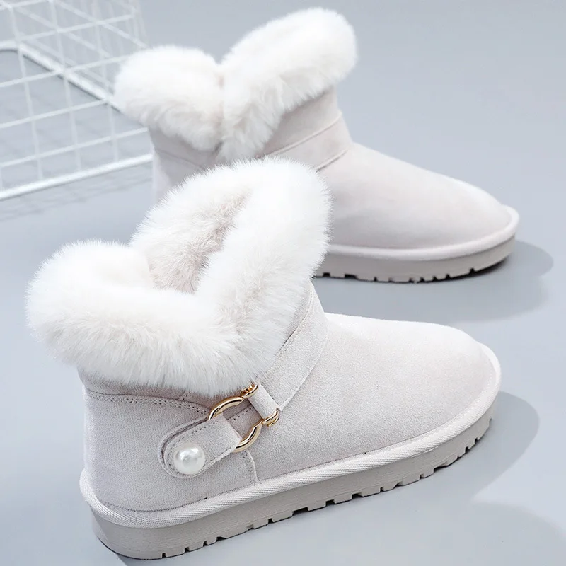 

Winter New Fashion Snow Boots Women's Cashmere Heavy Boots Round Head Sneakers Casual Flat Women's Cotton Boots Zapatos