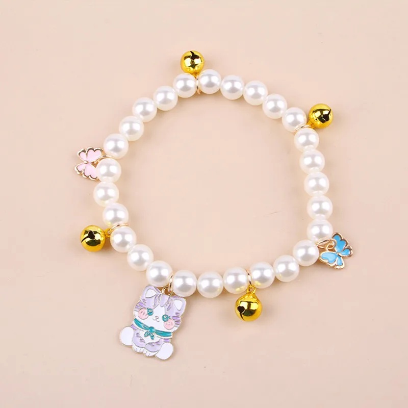 Pet Cat Dog collar Cute Kitten dog bell necklace jewelry pearl bow pet collar elegant party dress Pet Accesorios