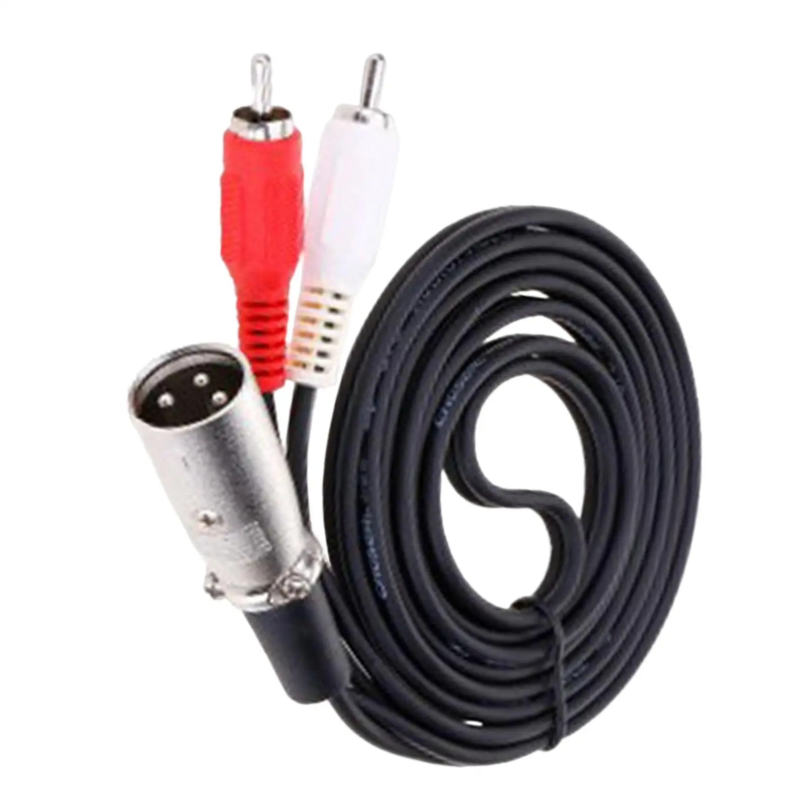 XLR 3 Pin Male to Dual RCA Male Plug Cable Adapter Mic Audio Speaker Y Splitter