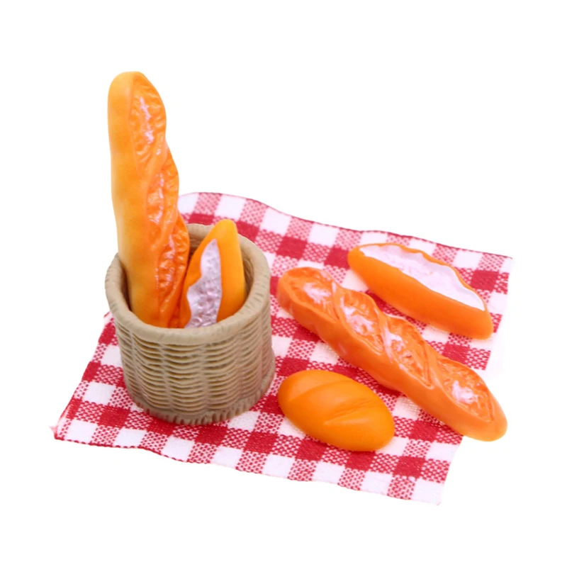 

1Set 1:12 Dollhouse Miniature Bread Cream Bread W/Storage Basket Picnic Basket Decor Doll House Kitchen Accessories