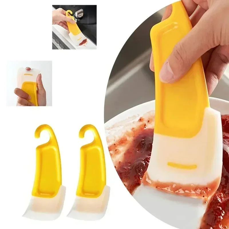 Description Picture 4 of item1/2PCS Silicone Scraper Kitchen Scraper Soft Blade Scraper Brush Dirty Pan Pot Dishes Cleaner Tools Silicone Kitchen Utensils