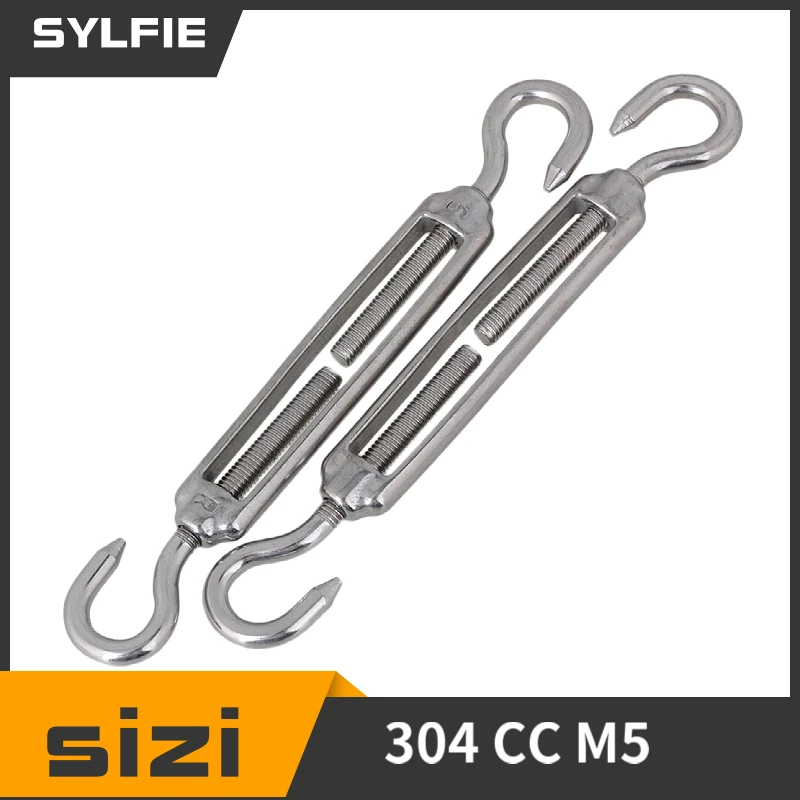 

5pcs Hook to Hook Adjustable European Style 304 Stainless Steel M5 Turnbuckle
