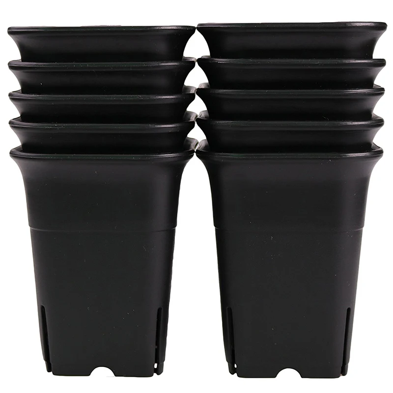 

12PCS-Pack Black Square Plastic Succulent Plant Pot
