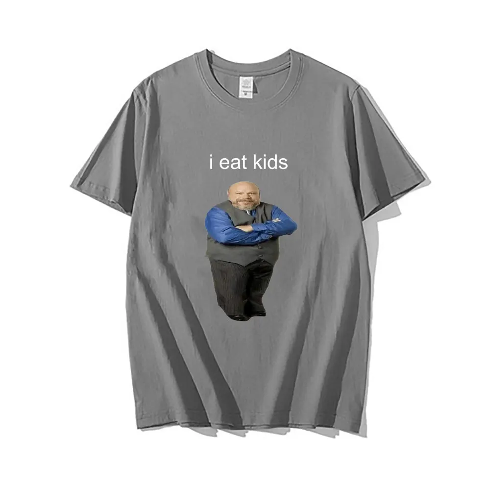 Фото Забавная брендовая мужская и женская футболка bertramm Eat Kids, мужские топы из чистого хлопка, новая черная Повседневная Свободная футболка с коротким рукавом №4