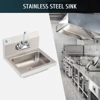 Commercial Hand Wash Sink, 17x15 Inch Wall Mount Kitchen Sink for Restaurant Bar RV Bathroom Laundry Room 2