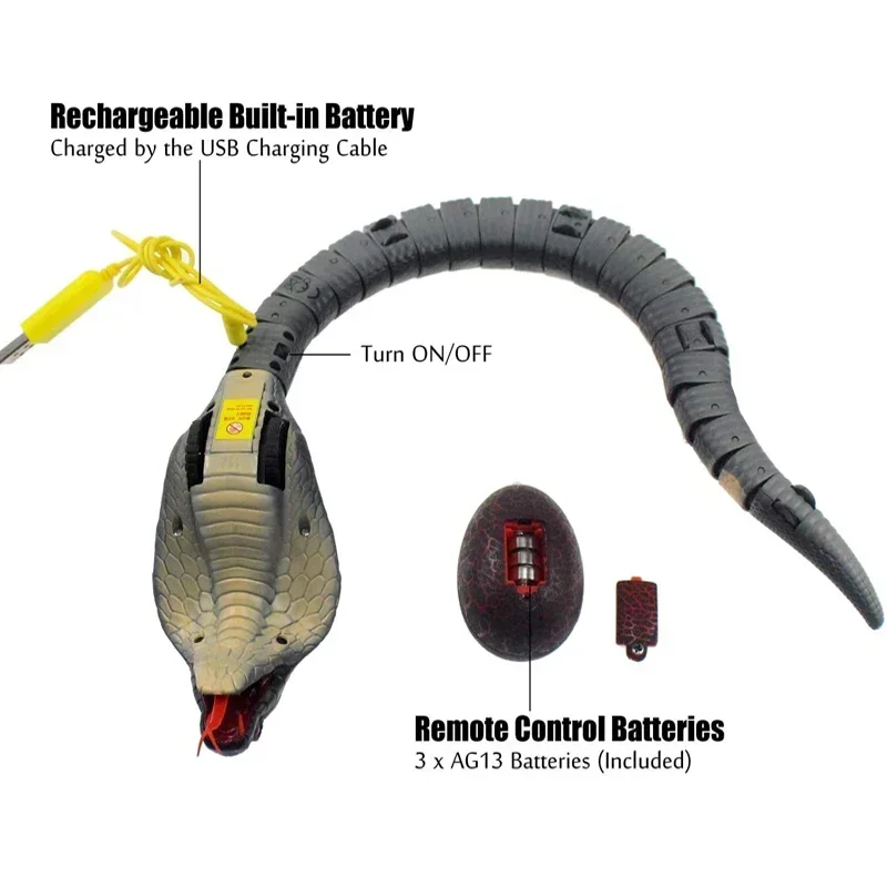 RC Snake Realistic Snake Toys Infrared Receiver Electric Simulated Animal Cobra Viper Toy Joke Trick Mischief For Kids Halloween 4