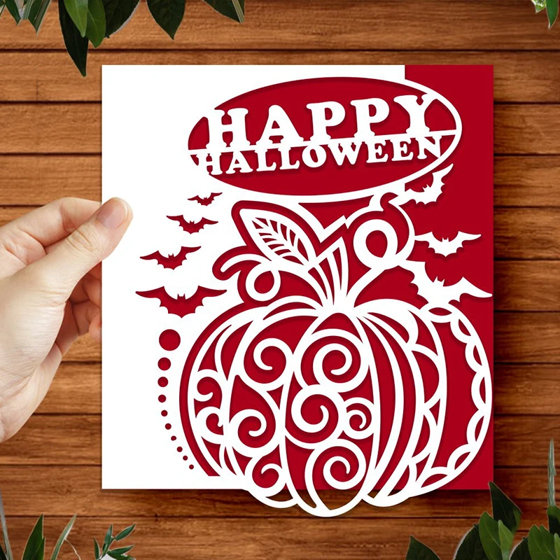 

Happy Halloween Pumpkin and Bats Invitation Metal Cutting Dies Cut Die Scrapbook Paper Craft Knife Mould Blade Punch Stencils