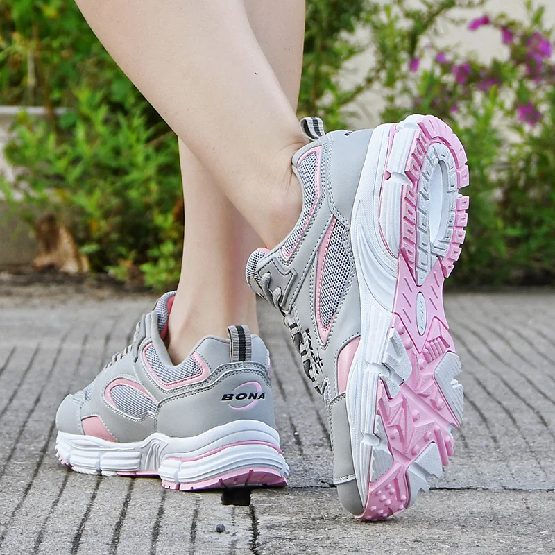 BONA New Designers Running Shoes Breathable Outdoor Sports Shoes Women Lightweight Sneakers Ladies Comfort Athletic running shoes,womens sneakers