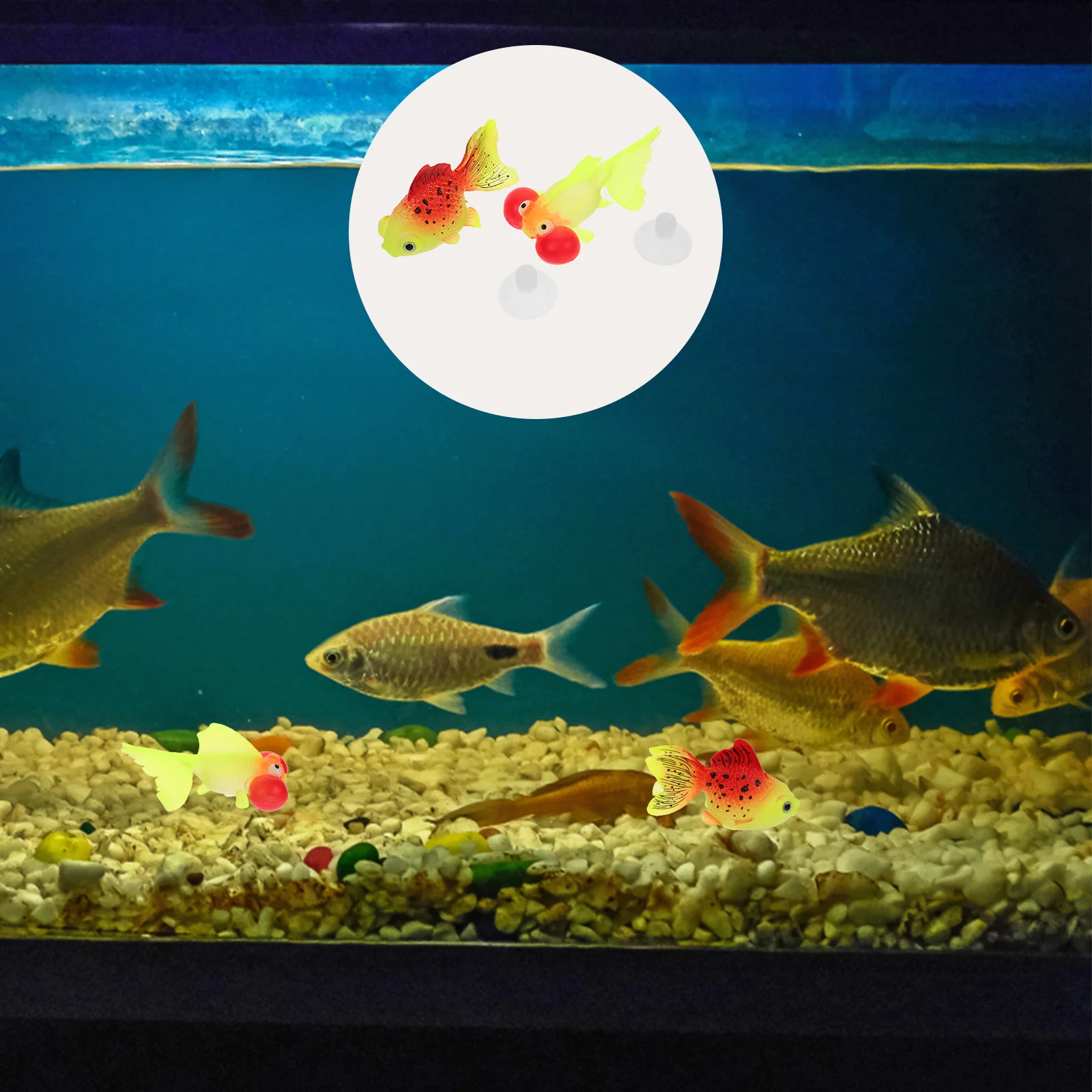 

2 Pcs Artificial Goldfish Ocean Decorations Silicone Tank Shape Silica Gel Desktop Child
