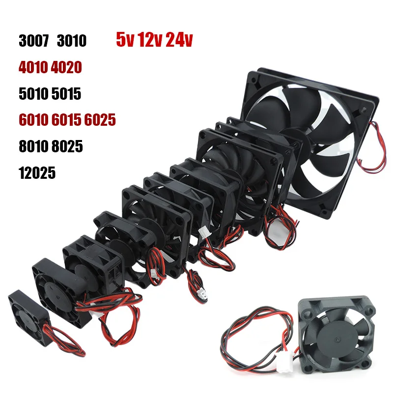 Industrial Cooling Fan DC Brushless Fan xh2.54 2pin 5V 12V 24V Industrial Cooling Fans Sleeve Bearing 4/8cm 12cm 25/30/35/40/50*10mm 3D printer Cooler