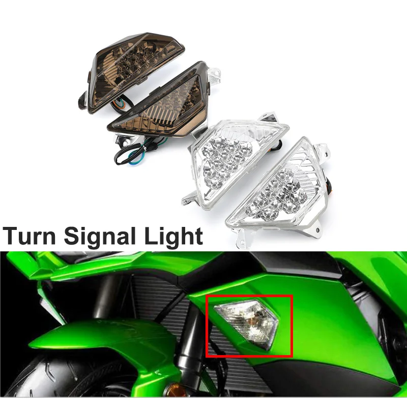

Motorcycle Front Turn Signal Light Lamp Indicator Blinker Motor Accessories Lighting For Kawasaki NINJA 250/300/400/1000/ ZX6R