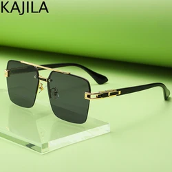 Vintage Square Sunglasses Men 2022 New Fashion Semi-Rimless Sun Glasses For Women With Box Black Eyewear Lentes De Sol Hombre