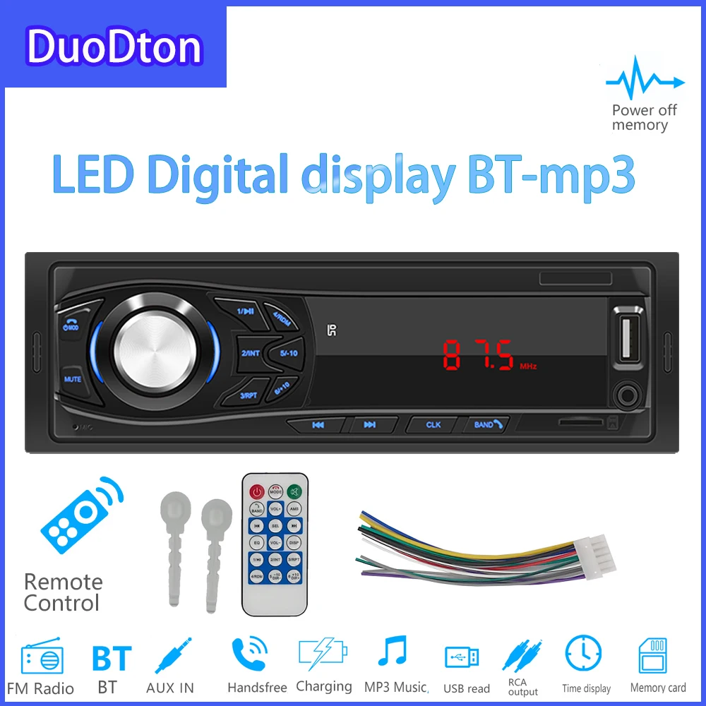 Car MP3 Player 1 din Stereo Digital Bluetooth 60Wx4 FM Audio USB/SD In Dash AUX car mp3 player