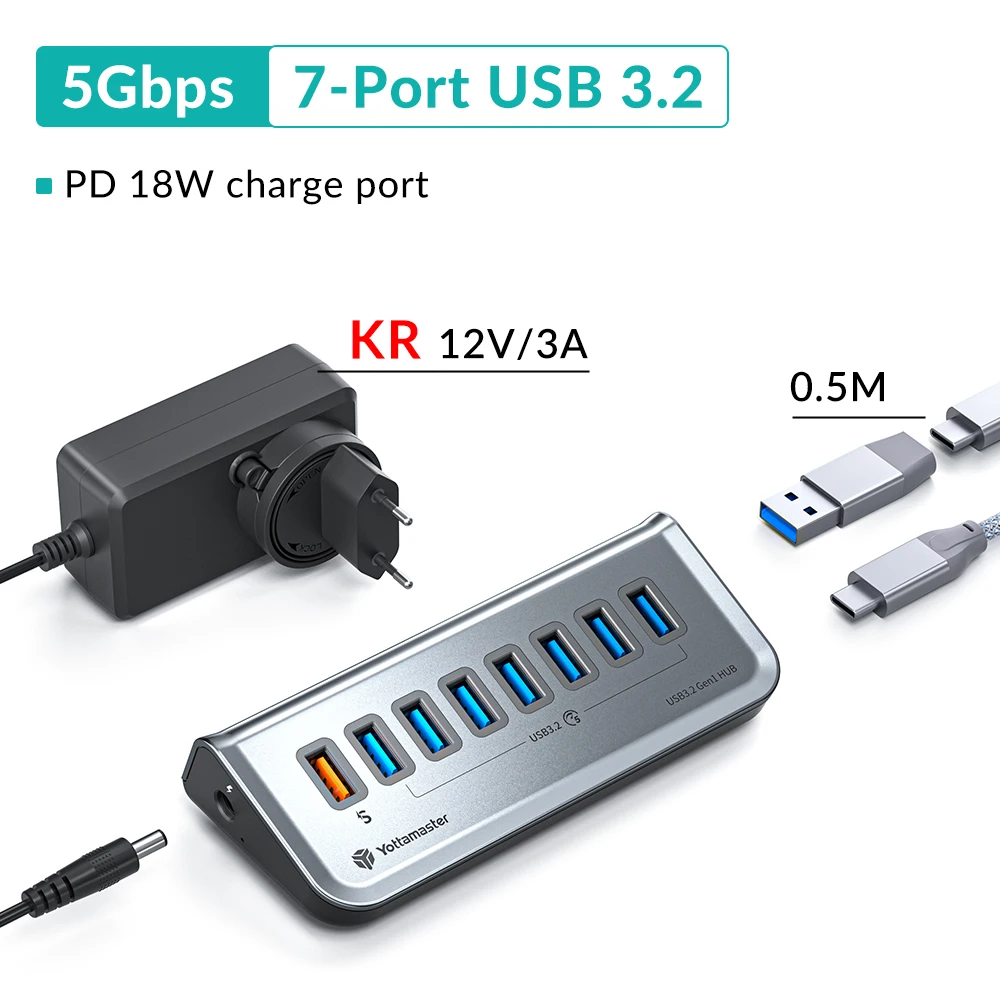Yottamaster USB 10Gbps ハブ高速充電 60W USB 3.2 ドック