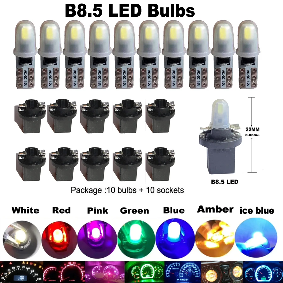แผงไฟ LED รถยนต์ 10 ดวง สีขาว ฟ้า แดง