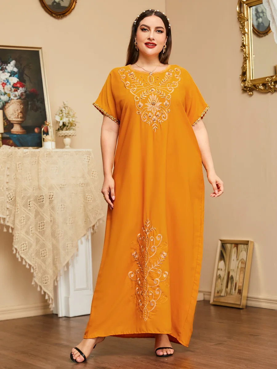 

women summer long dress 2023 plus size women clothing big size women elegant temperament embroidered short sleeve maxi dresses