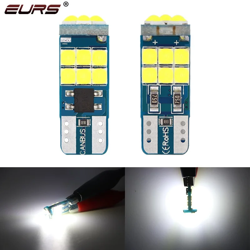 

EURS T10 W5W LED Car Parking Lights Interior Reading Dome Lamp Auto 194 168 Wedge Turn Side Bulb Clearance Lights 3030 15smd 12V