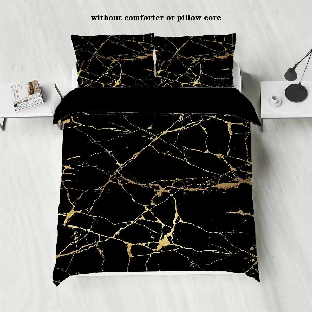 3pcs Bronzing Marble Grain Print Series Bedding Set,Soft Comfortable,For Bedroom,Guest Room (1*Duvet Cover+2*Pillowcase,No Core)