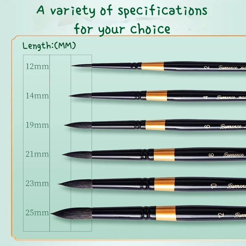 Painting Brushes 1/3/4 Pcs Professional Black Handle Squirrel Hair Round for Watercolor Acrylic Gouache Oil Painting