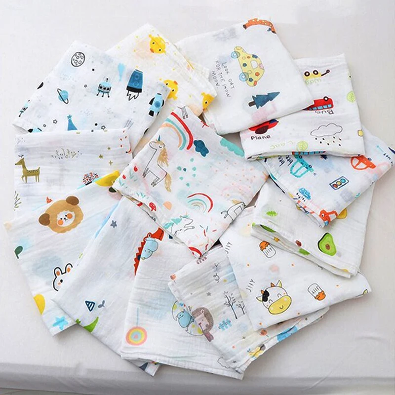 Baby Blanket Swaddle Wrap Infant Feeding Burp Cloth Towel Scarf 70x70cm Organic Cotton