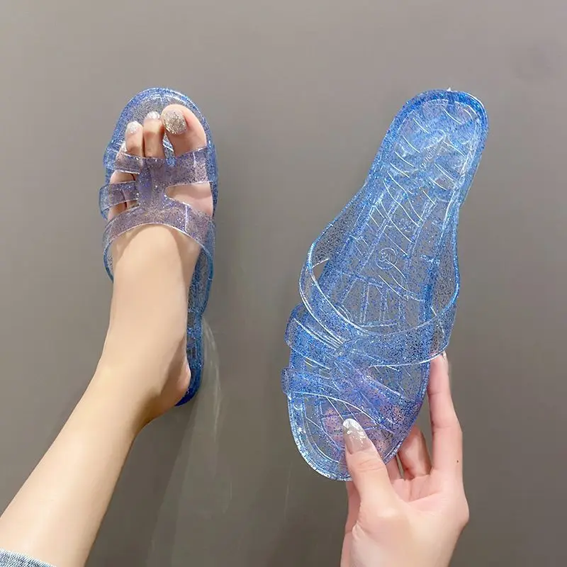 skandale Betjene Lily clear glitter jelly slippers women's summer indoor shoes woman transparent  sandal shoes ladies mother PVC slides shoes free ship - AliExpress