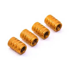 Premium Aluminum Valve Stem Caps - Rustproof Tire Air Valve Dust Covers (Set of 4) (Yellow)
