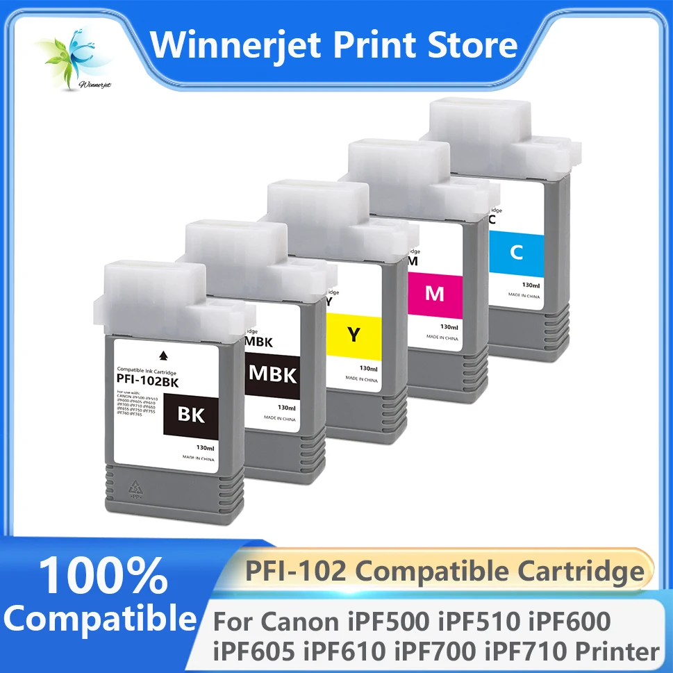 PFI-102 PFI102 PFI 102 Compatible Pigment Ink Cartridge For Canon iPF500 iPF510 iPF600 iPF605 iPF610 iPF700 With Ink And Chip