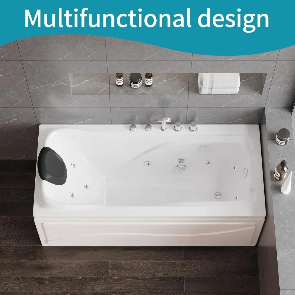 Acrylic Whirlpool Bathtub Rectangular Spray Soaking Bathtub Hydraulic Massage Therapy, Faucet and Chromotherapy Nozzle 4