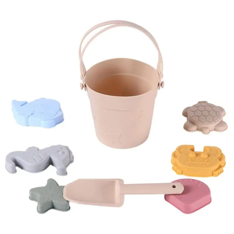 8pcs/Set Beach Toys Eco-Friendly Silicone Fun Summer Outdoor Toys for Kids with Bucket 2