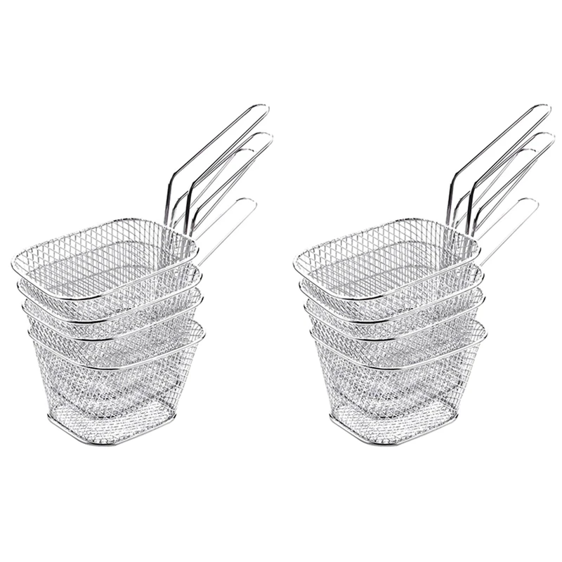 

New 8Pcs/Lot Chips Mini Fry Baskets Fryer Basket Strainer Serving Food Presentation Cooking Tool French Fries Basket