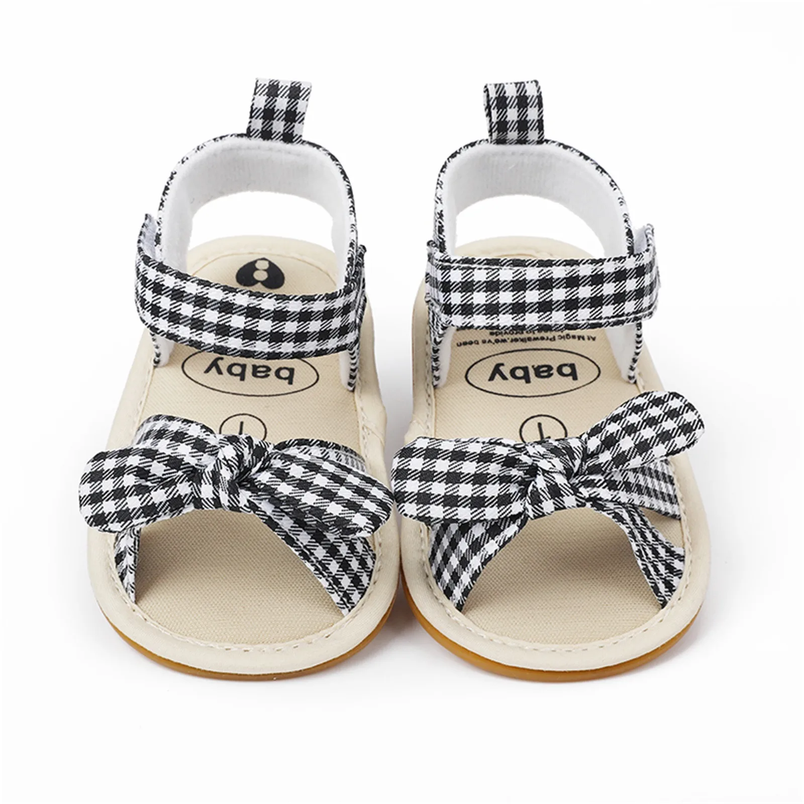 

0-18M Baby Infant Girls Flat Shoes Toddler Kids Bowknot Stripe Print The Floor Barefoot Non-slip First Walkers Prewalker Sandals