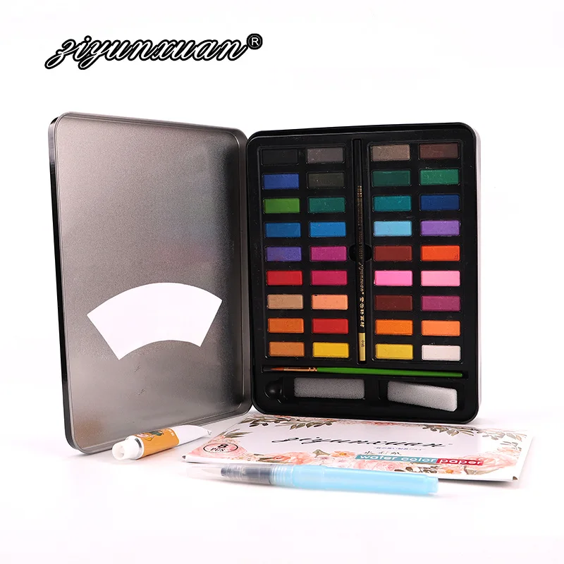 

36 color watercolor pigment beginner solid pigment box set DIY painting watercolor pigment box hand drawn