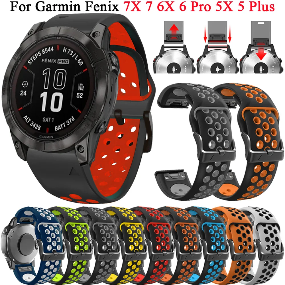 

Ремешок для наручных часов Quickfit, силиконовый браслет для Garmin Fenix 6X 6 7X 7 Pro 5X Plus 3 3HR 955, Epix Gen 2 Mk1 22 мм 26 мм