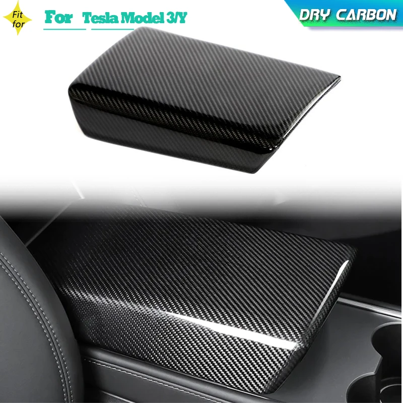 

Dry Carbon Car Central Control Armrest Box Cover for Tesla Model 3 Model Y Sedan 4-Door 2016-2023 Armrest Case Interior Trim