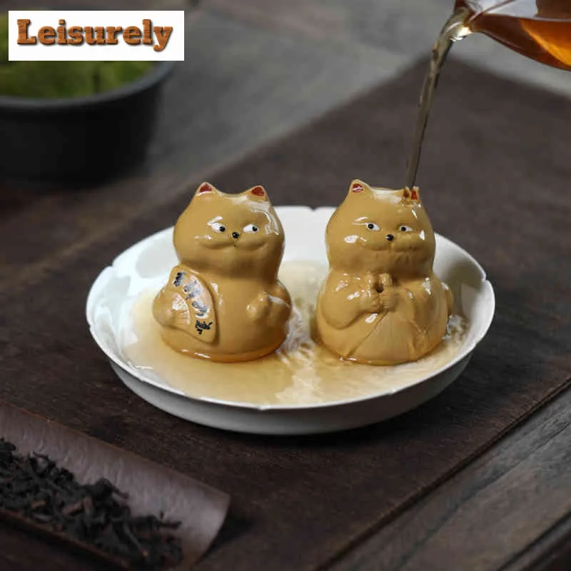 Yixing Zisha Lucky Cat Fragrance Insert Tea Pet Elegant Tea Games Tea Figurine Play Toys Tea Statue Ornaments Can Be Raised Gift
