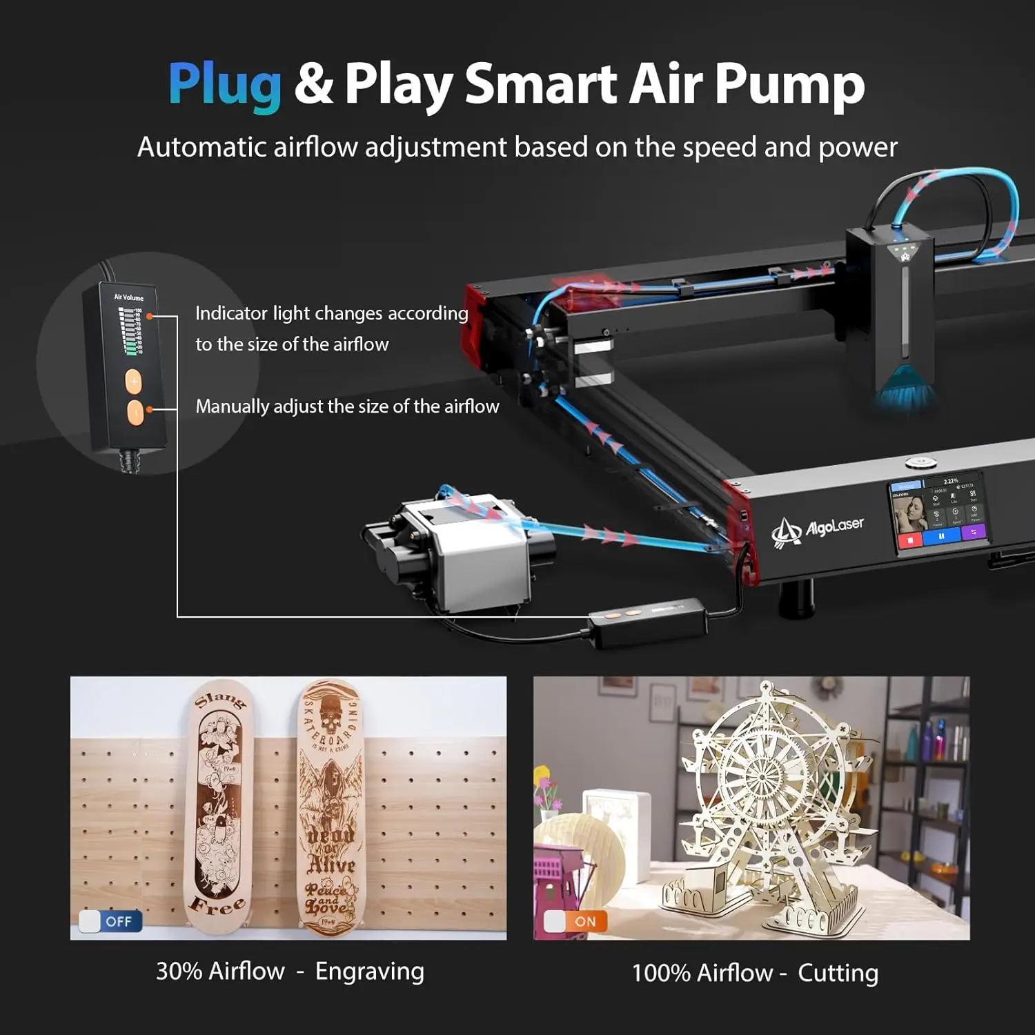AlgoLaser Delta Powerful CNC Wood Engraver Cutter Woodworking DIY Tools Wifi Phone Offline Laser Metal Engraving Cutting Machine laser engraving machine