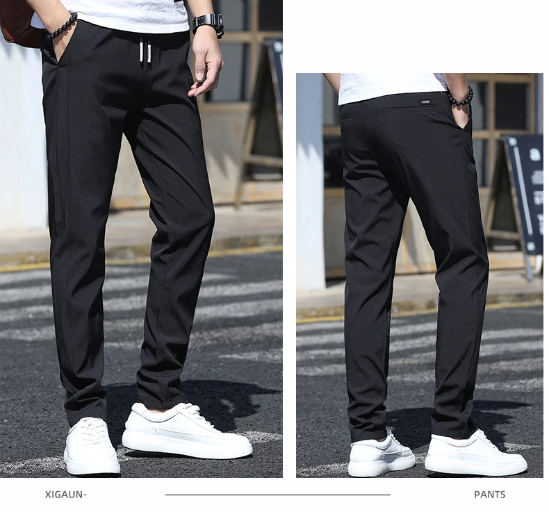 

Повседневные штаны, мужские спортивные штаны, летняя тонкая Корейская версия, Модные свободные облегающие леггинсы, черные брюки для мужчин
