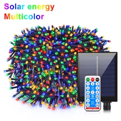 Outdoor Solar String Fairy Lights - Waterproof Garland with Large Fast-Charge Solar Panel for Christmas Party & Garden Decor (Multicolor)
