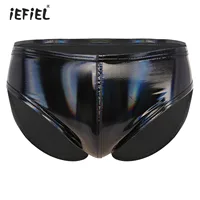 Mens Wetlook Patent Leather Briefs Man Skinny Board Shorts for Summer Swimwear Beach Costume Elastic Waistband Latex Underpants 1