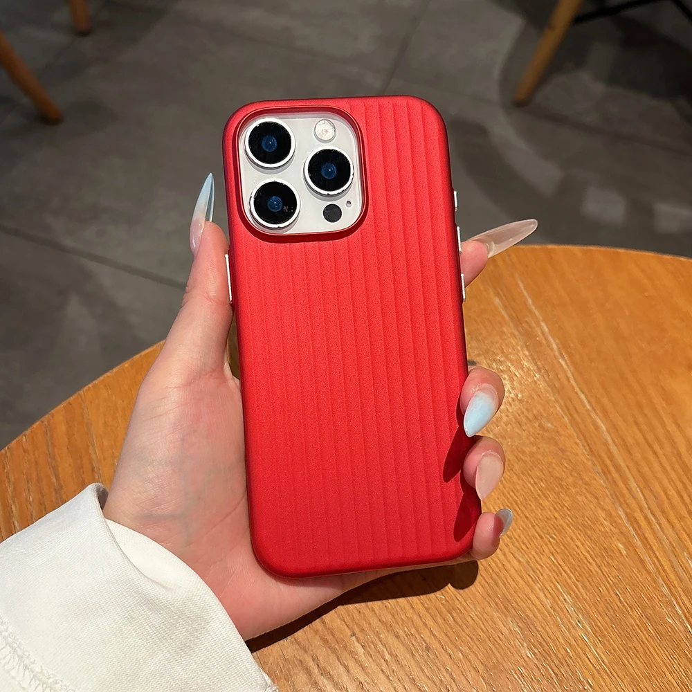 Metallic Stripe Matte Slim Shockproof Phone Case with Camera Protection