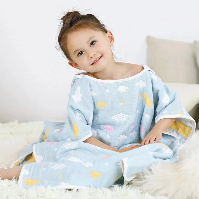 6 Layers Gauze Hooded Beach Towel Cotton Baby Cape Towels Soft Poncho Kids Bathing Stuff Babies Washcloth