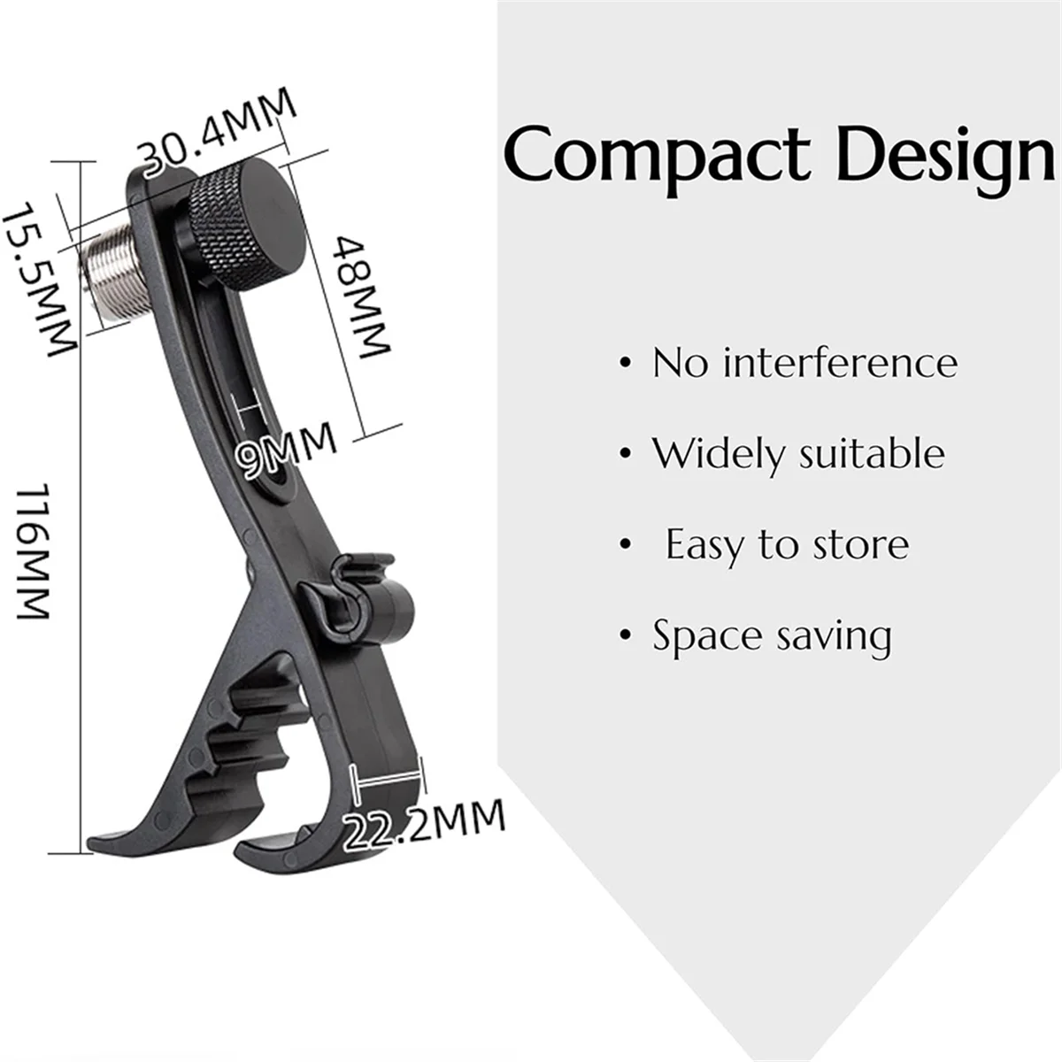 B48B-Shockproof Drum Mic Clip 4Pcs, Adjustable Drum Mic Kit & Microphone Holder for Stand, Universal Microphone Clamp
