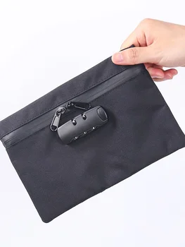 Borsa da viaggio con serratura a combinazione per documenti, carte di credito, certificati, borsa di sicurezza impermeabile e antifurto, kit di strumenti.