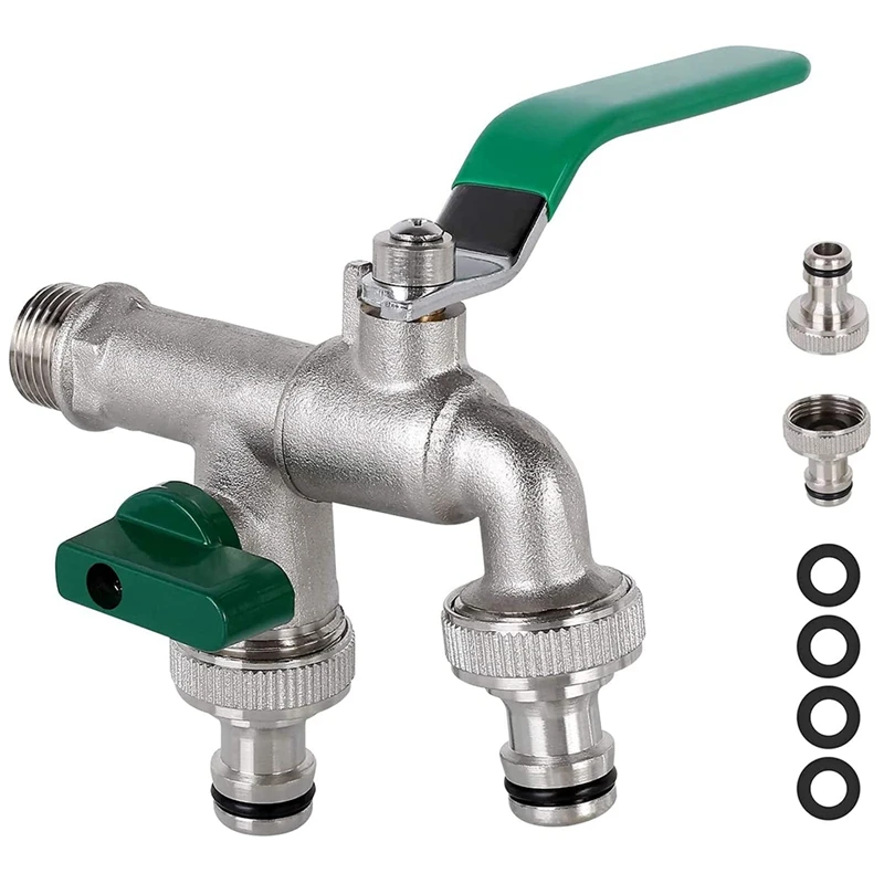 

1/2 Inch Double Outlet Tap Rust And Frost Protection High Quality Brass Faucet With Double Connection And Hose Nozzle