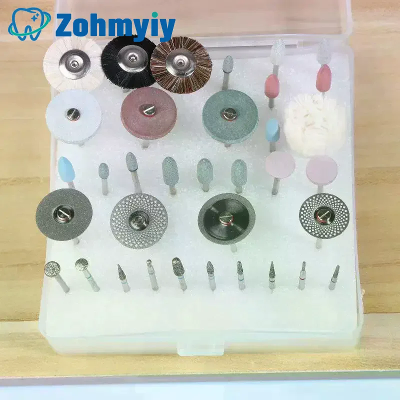 35개 그라인딩 및 연마 세트, HP 샹크 직경 2.35mm 다이아몬드 버 브러시 연마 실험실 도구