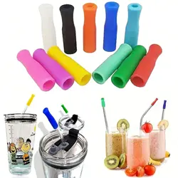 Reusable Silicone Straw Covers for Metal Straws (Color Varies) (Color Random 20PCS)