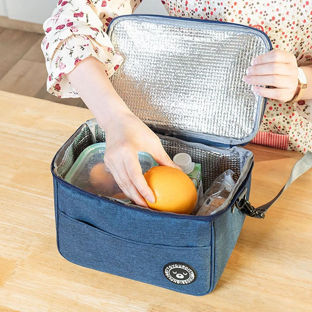 Bolsa de comida portátil para el trabajo para mujer, bolsa térmica con asa  de correa, nevera para estudiantes - AliExpress