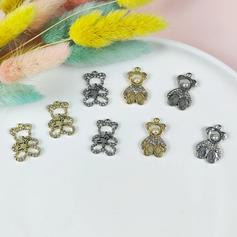 ApeUr 10pcs Rhinestone Little Bear Metal Charms Fit Jewelry Making  Accessory Earrings Bracelet DIY Pendants - AliExpress