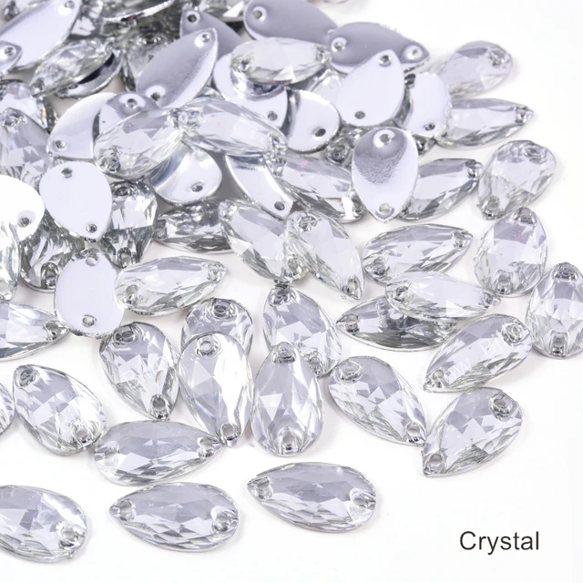 Glitter Teardrop Crystal Sew On Rhinestone Loose Decorative Dress